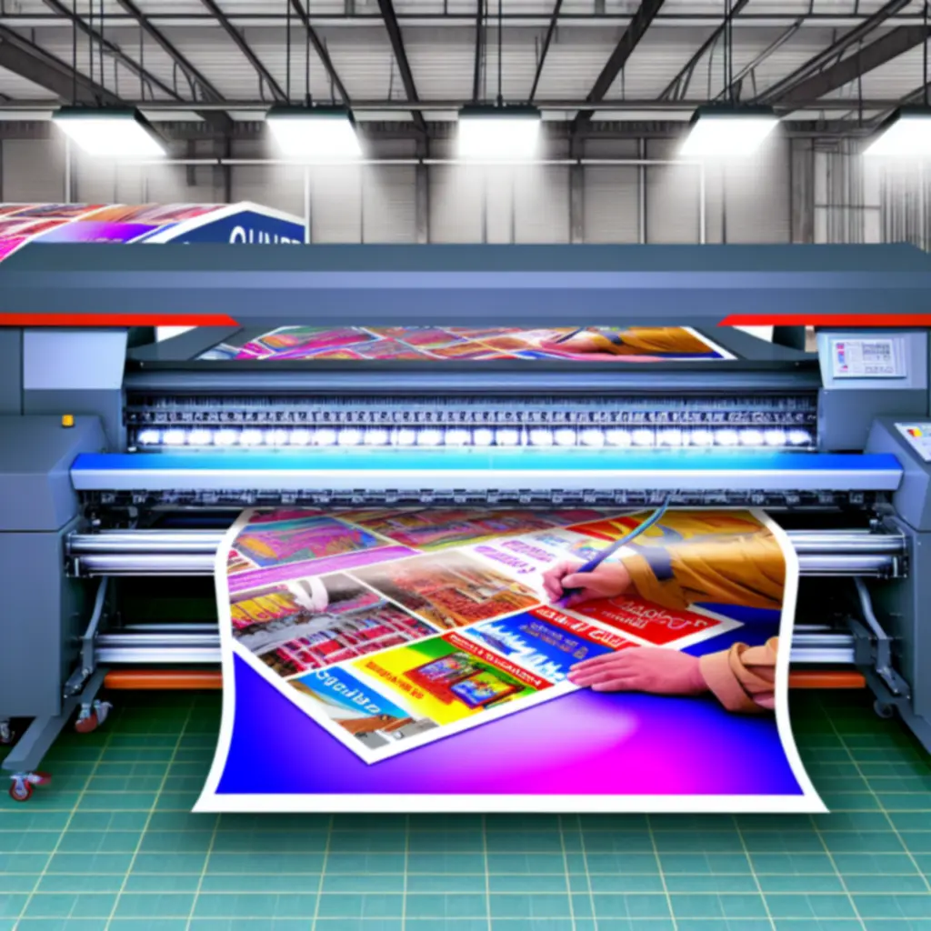 Wydruk baneru reklamowego z kolorową grafiką w drukarni LocalPrintpl