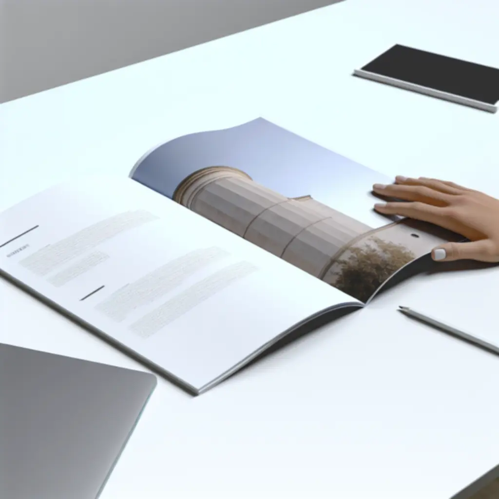 Eleganckie katalogi i broszury firmowe zaprezentowane na stole