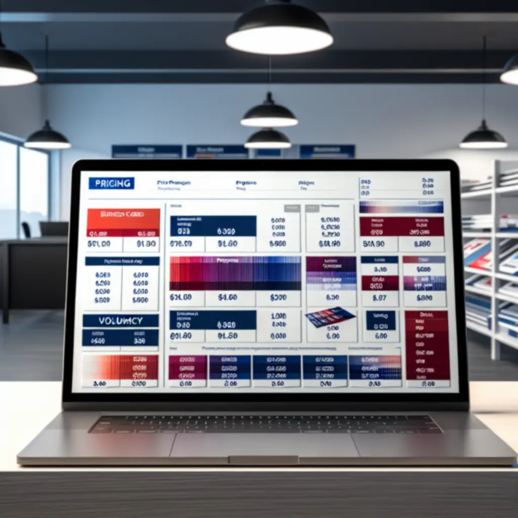 Przykładowa tabela cenowa produktów drukarskich LocalPrintpl