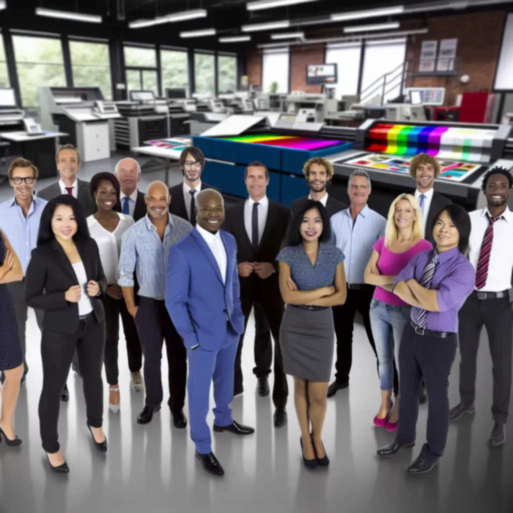 Zespół ekspertów LocalPrintpl pracujący przy maszynach drukarskich